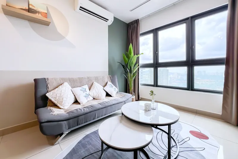 Bright living room with a work-friendly window in an M Vertica unit managed by WefieHome
