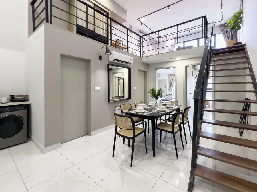 Duplex unit with a staircase and dining area managed by WefieHome