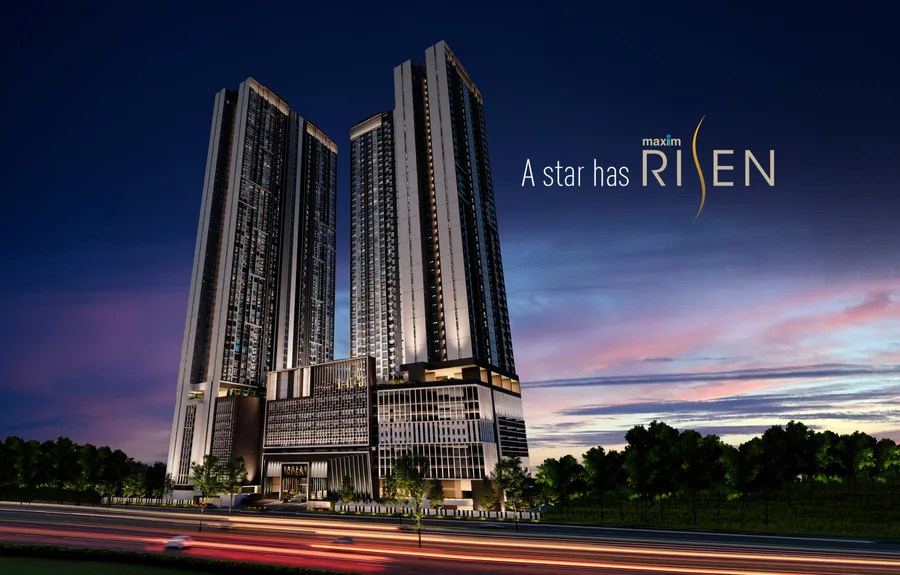 Maxim Risen towers in Cheras at dusk, developer visual