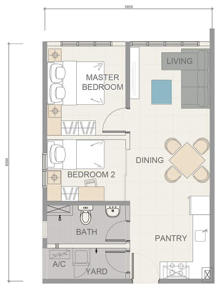 Maxim Risen Type A floor plan, 523 sq ft