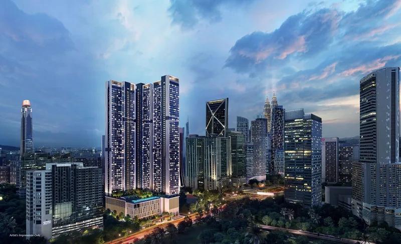 Skyline Embassy towers at dusk, developer visual